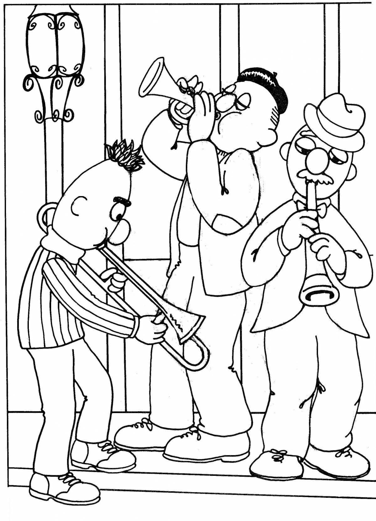 Color-surreal food gang coloring page