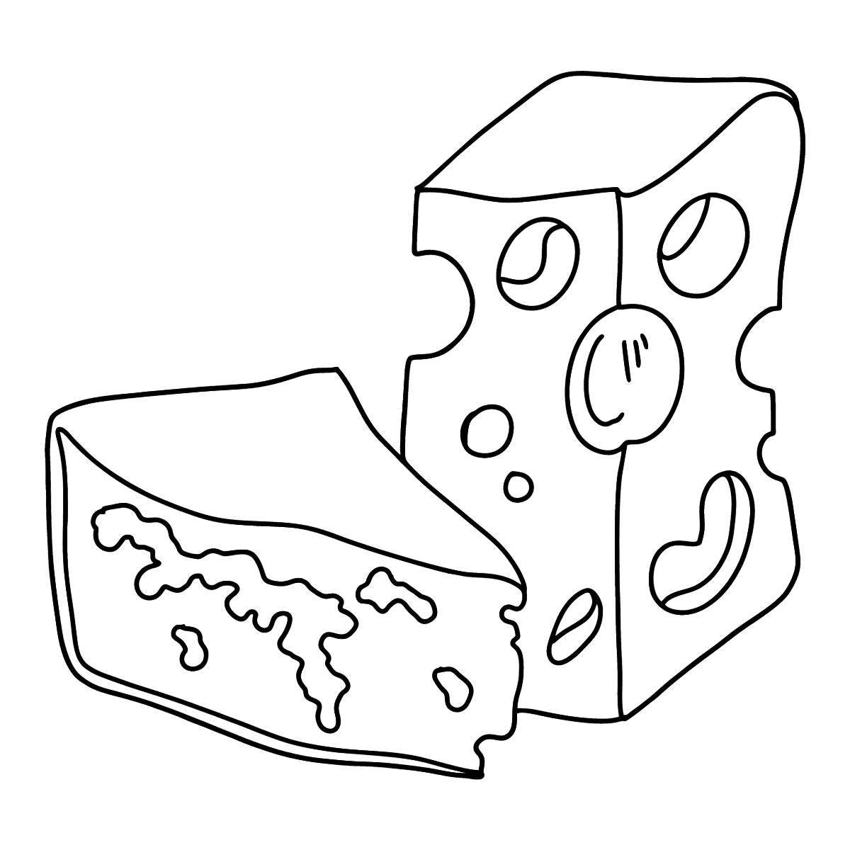 Яркая страница раскраски сыра