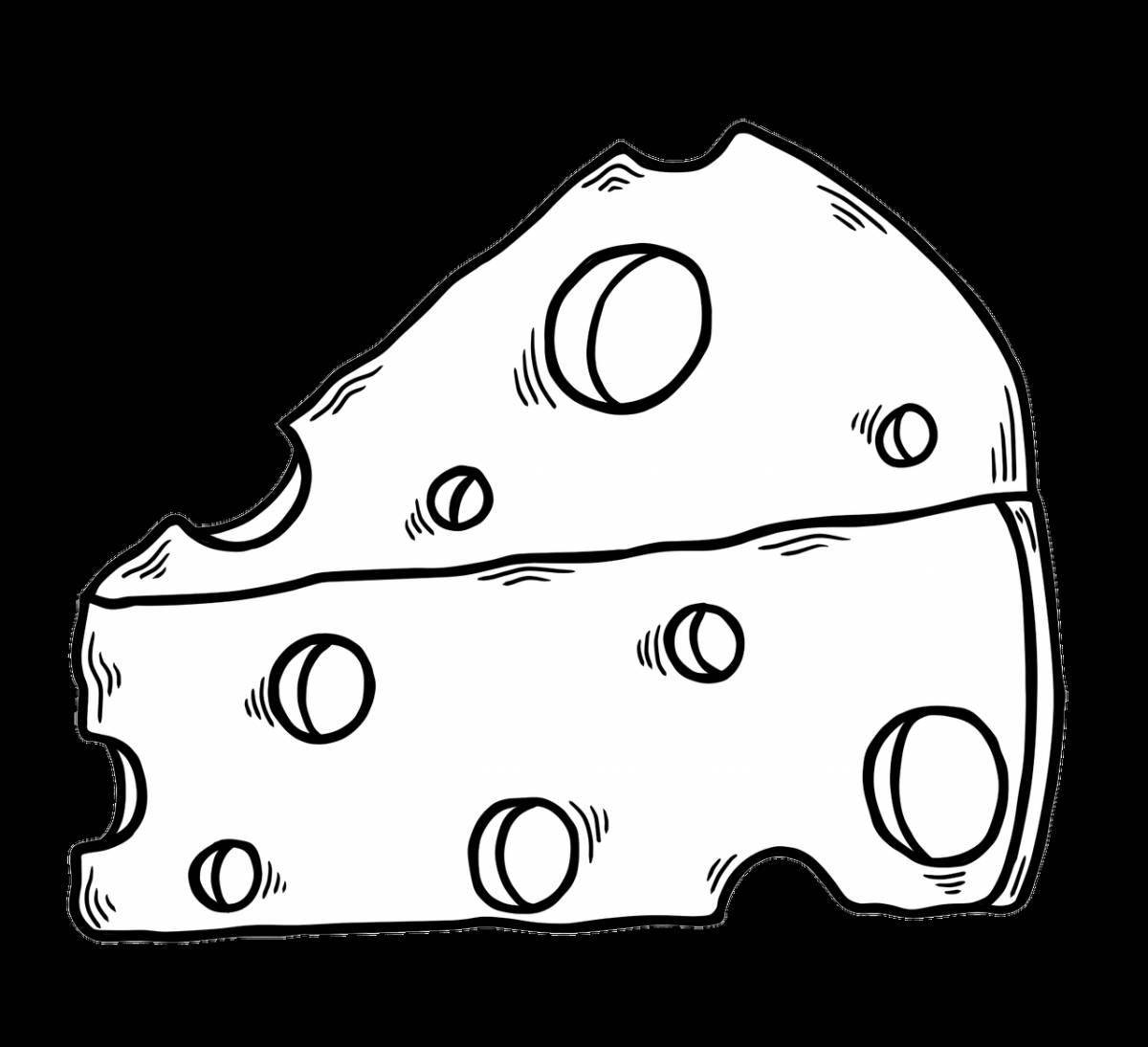Playful cheese coloring page