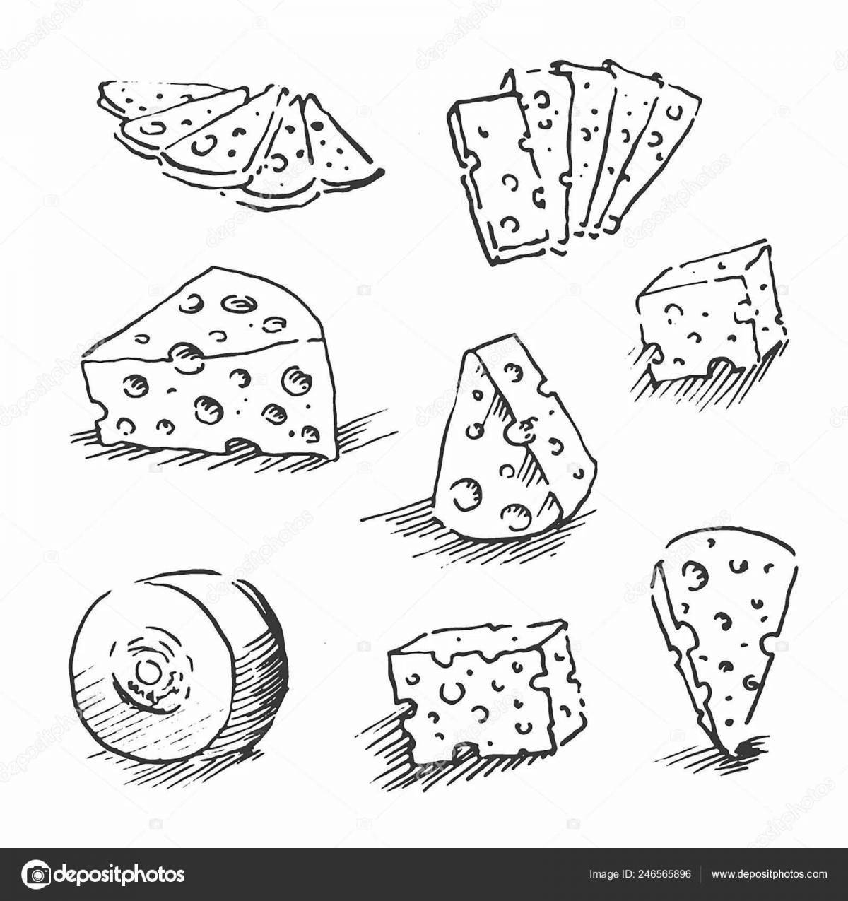 Привлекательная страница раскраски сыра