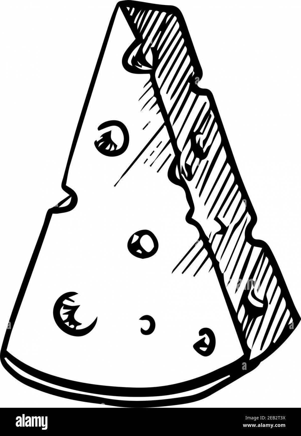 Adorable cheese coloring page