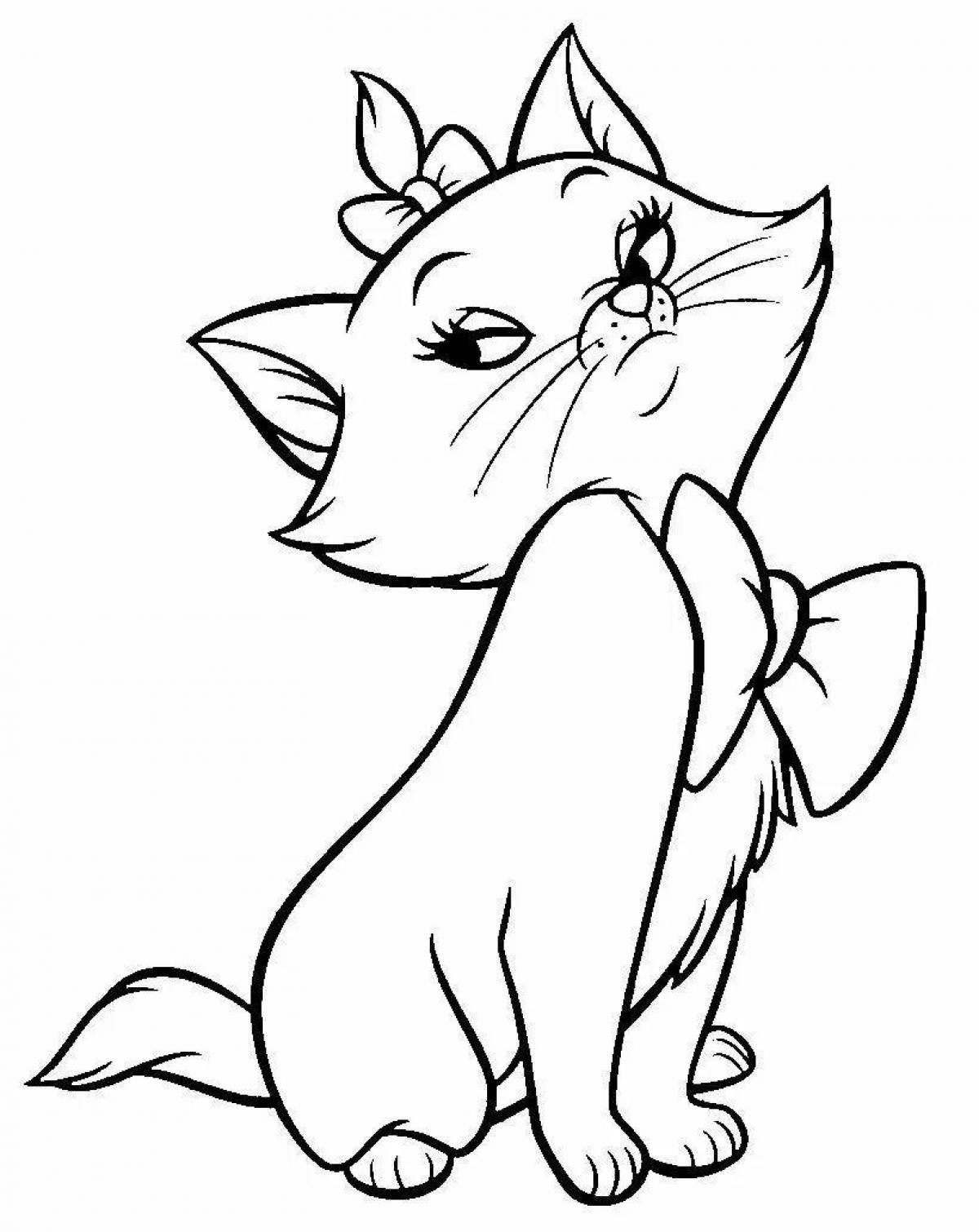 B&W Kitten Coloring Page Content
