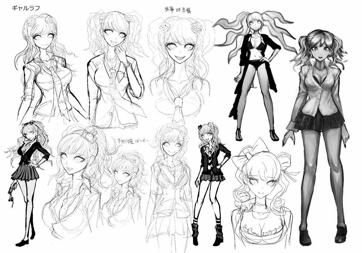 Playful junko enoshima coloring page