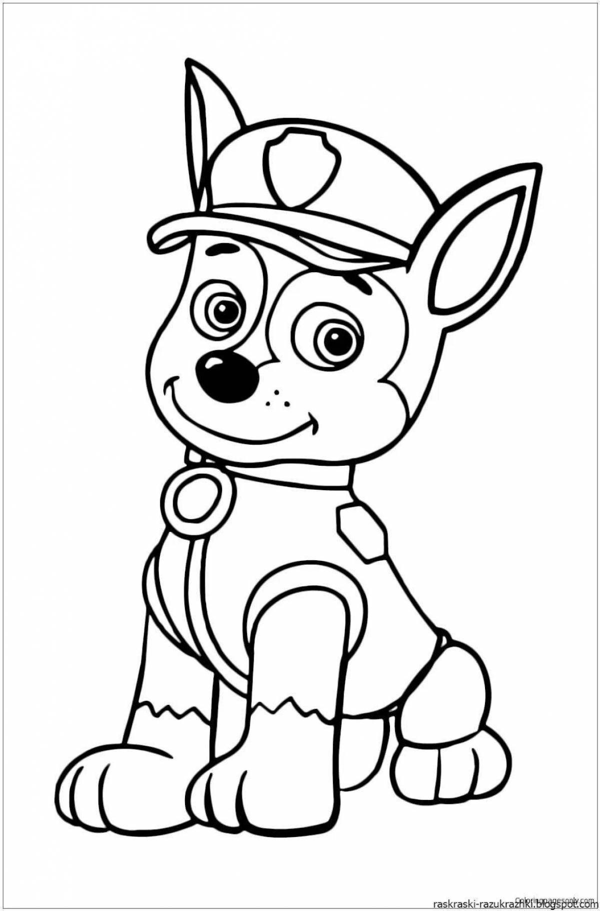 Racing puppy coloring page