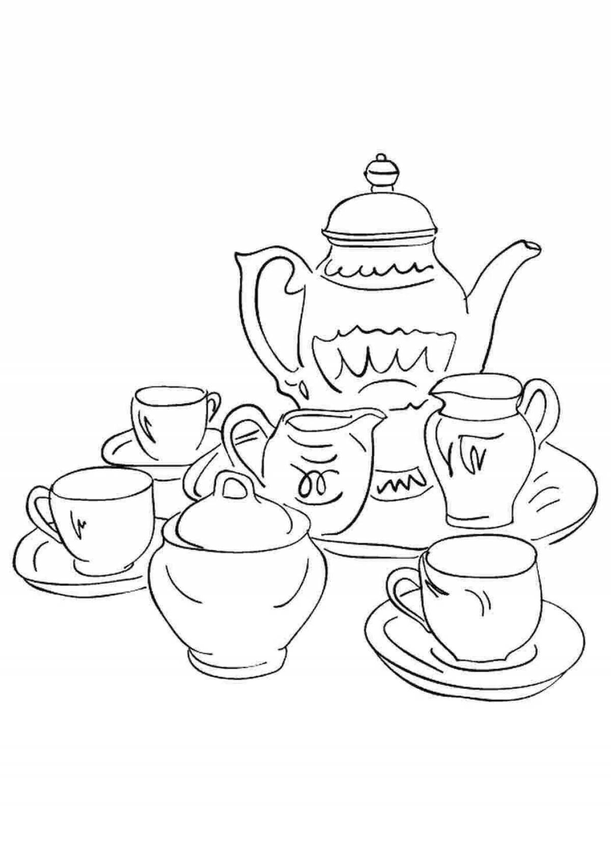 Colorful children's tableware coloring book