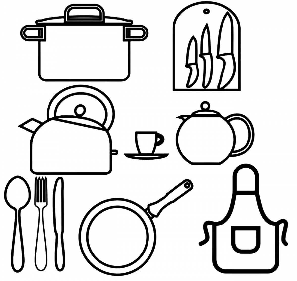 Adorable children's tableware coloring book