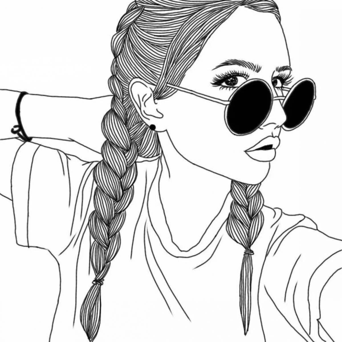 Delightful coloring pages of modern girls