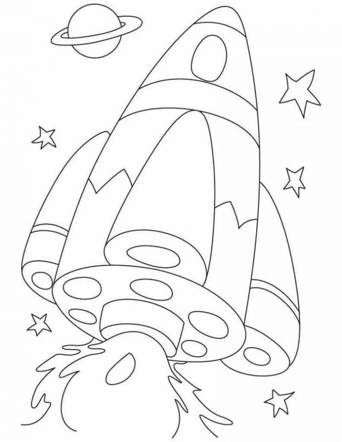 Cosmonautics day shiny coloring page