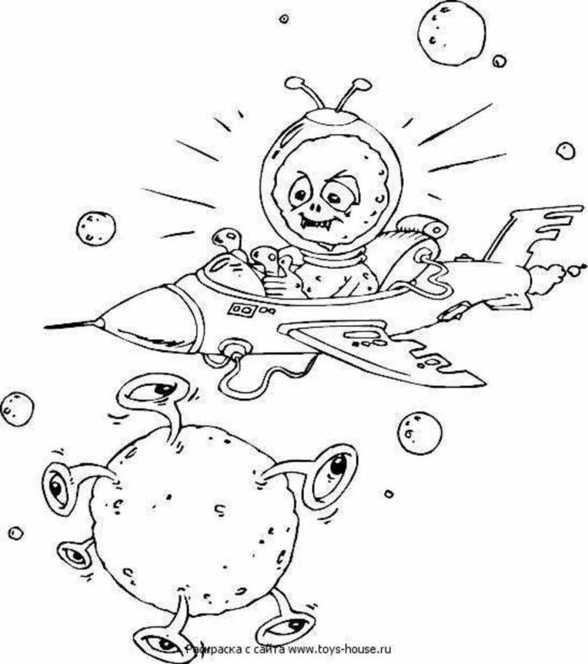 Color Crazy Cosmonautics Day coloring page