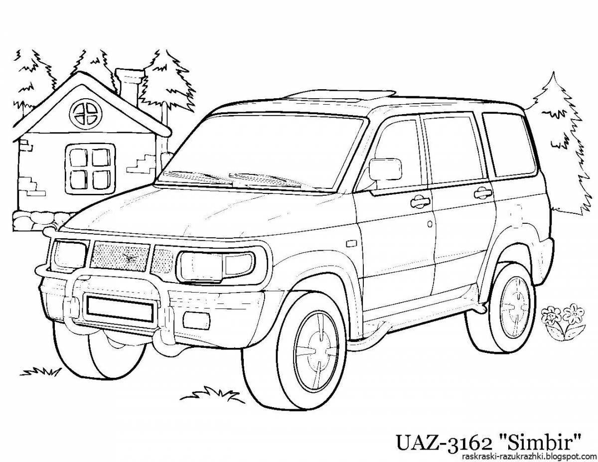 Coloring book smooth Russian cars