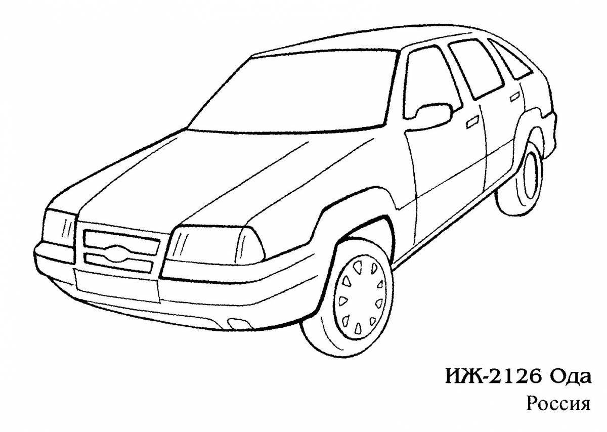 Coloring book polished Russian cars