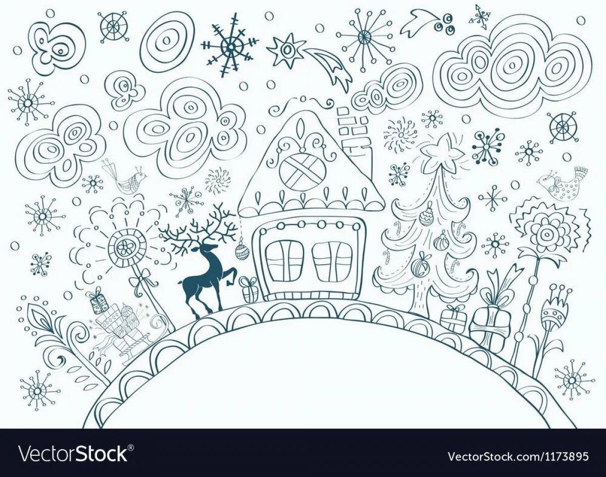 Bright coloring christmas background