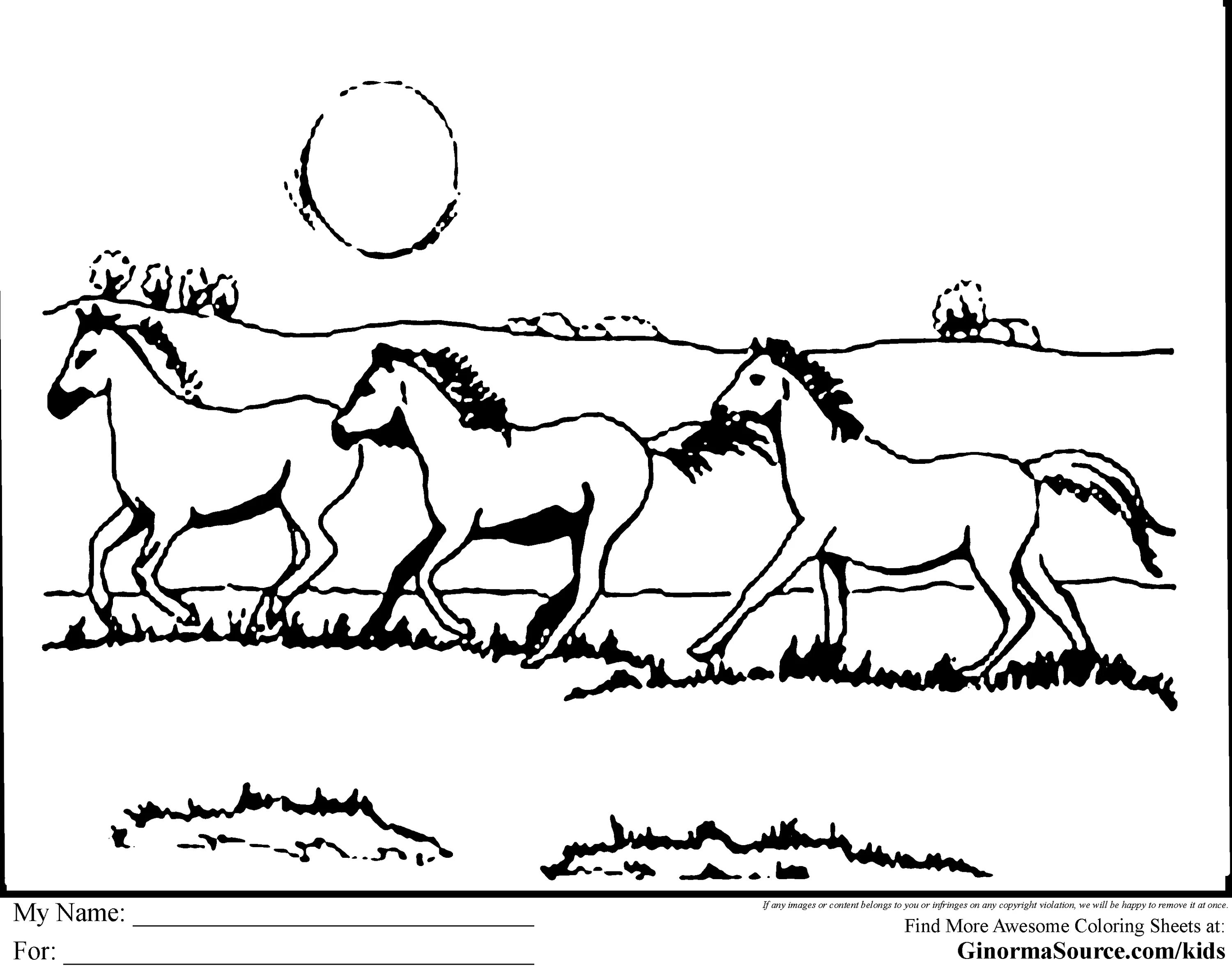 Coloring page amazing trio of horses