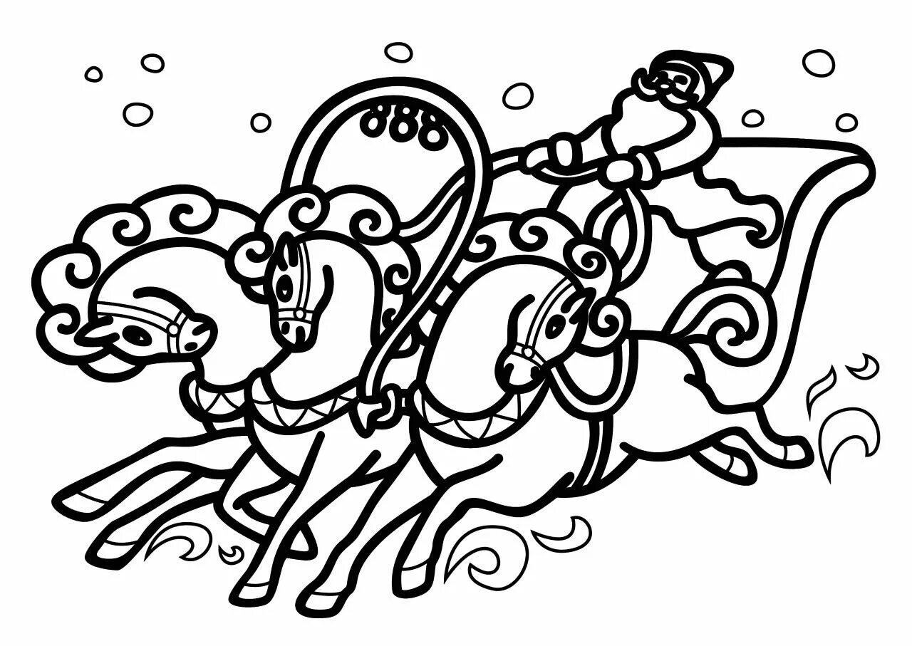 Coloring page royal trio of horses