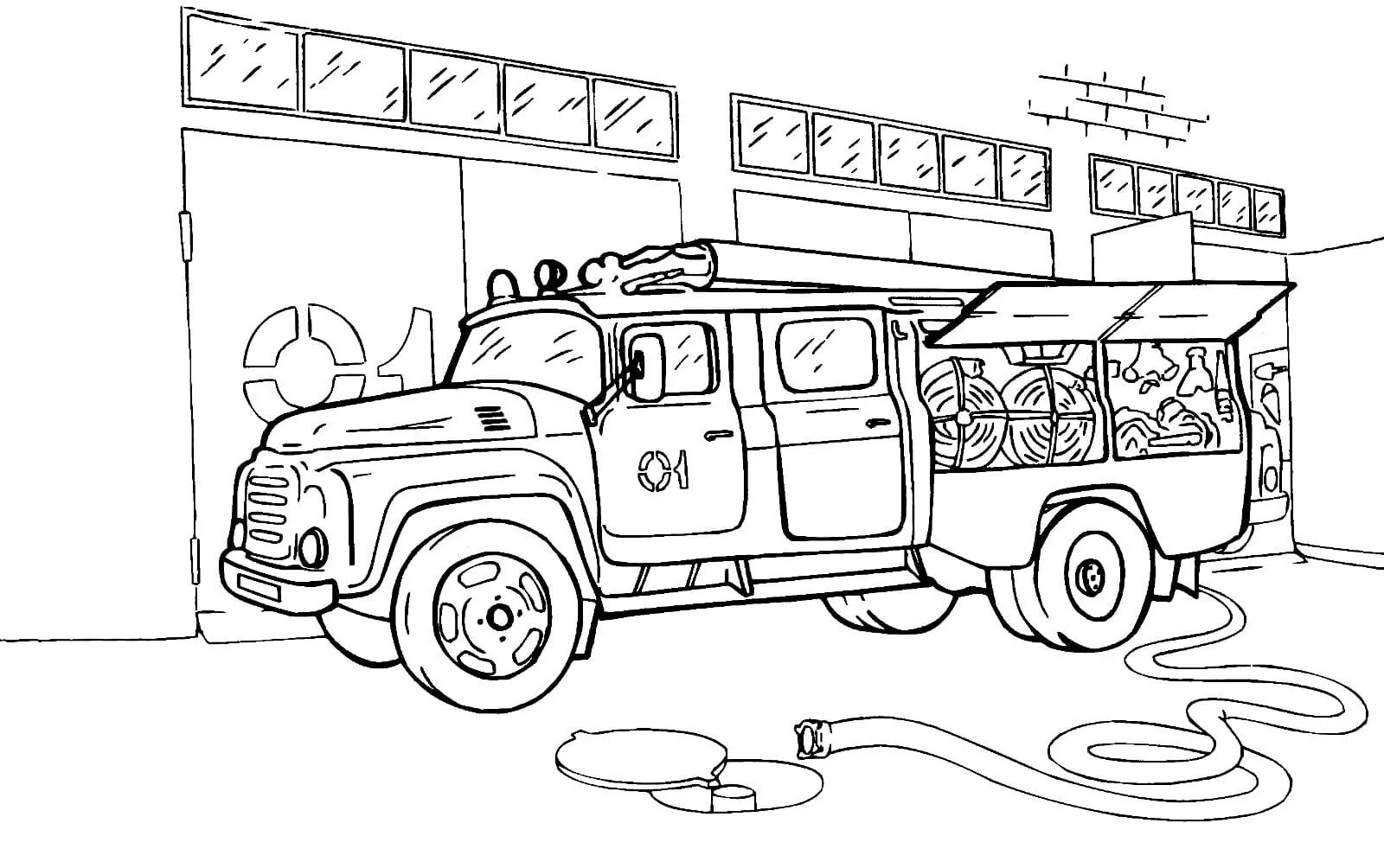 Fire fighting equipment coloring page