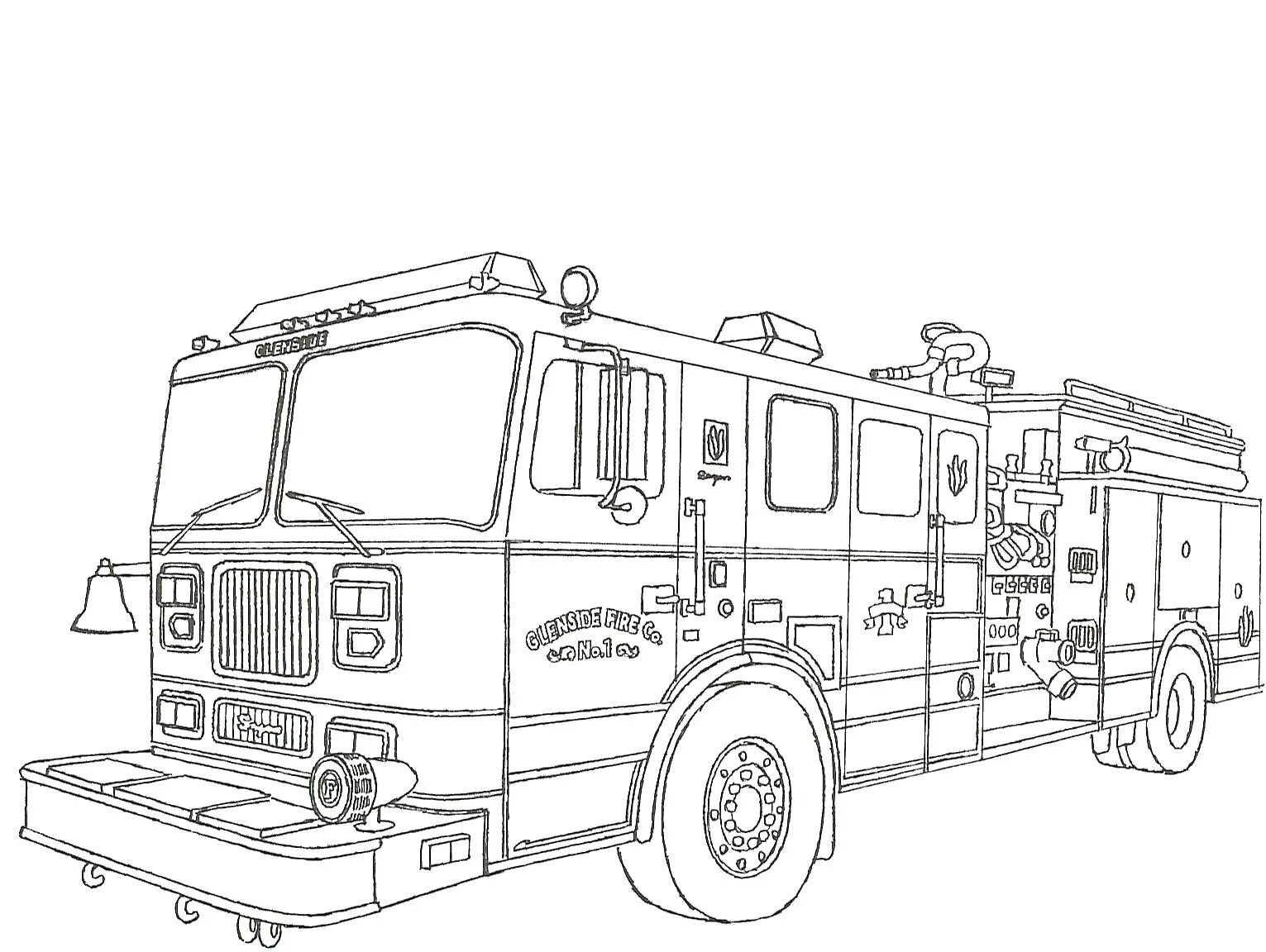 Charming fire equipment coloring page