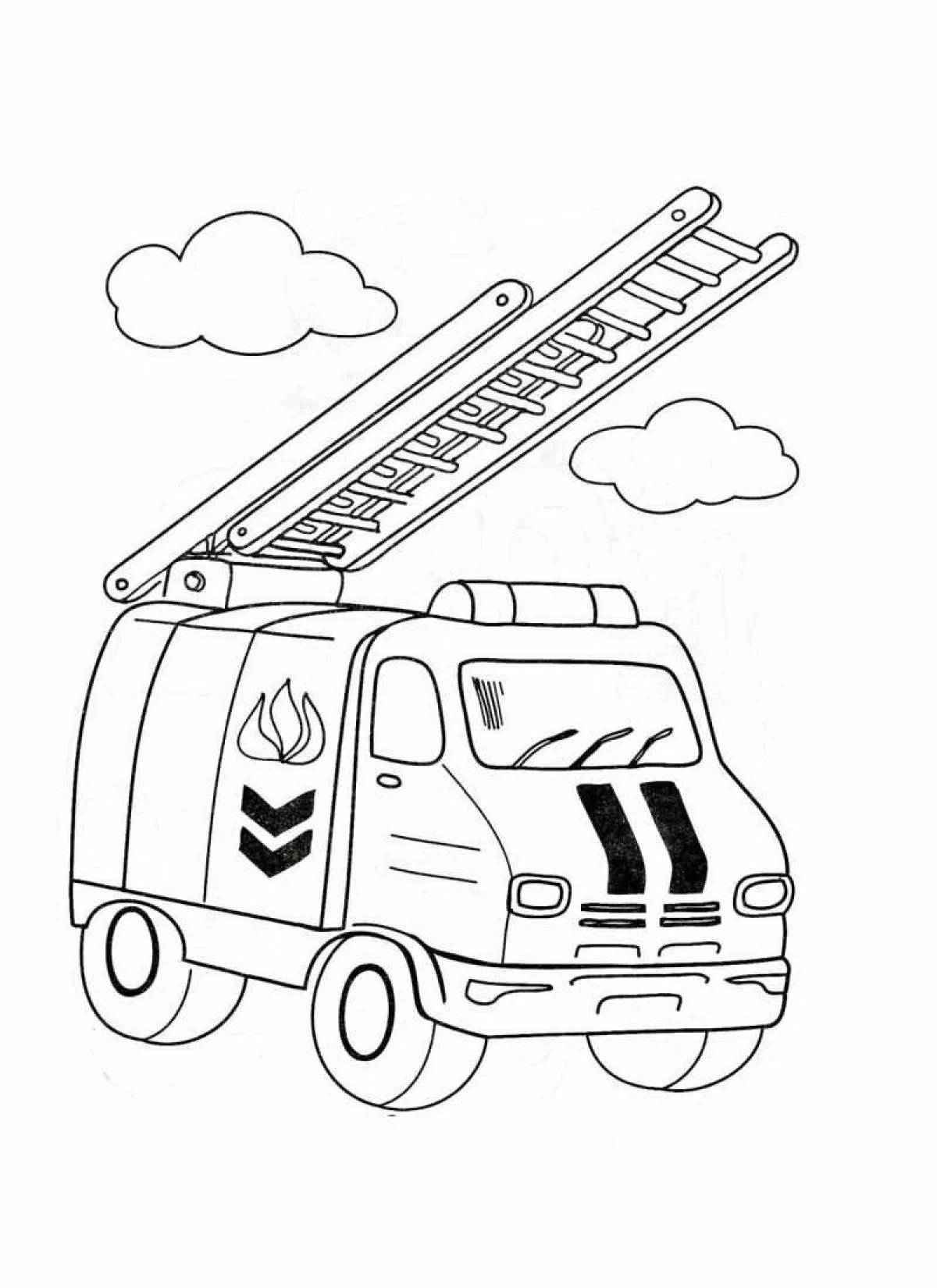 Coloring page inviting fire equipment