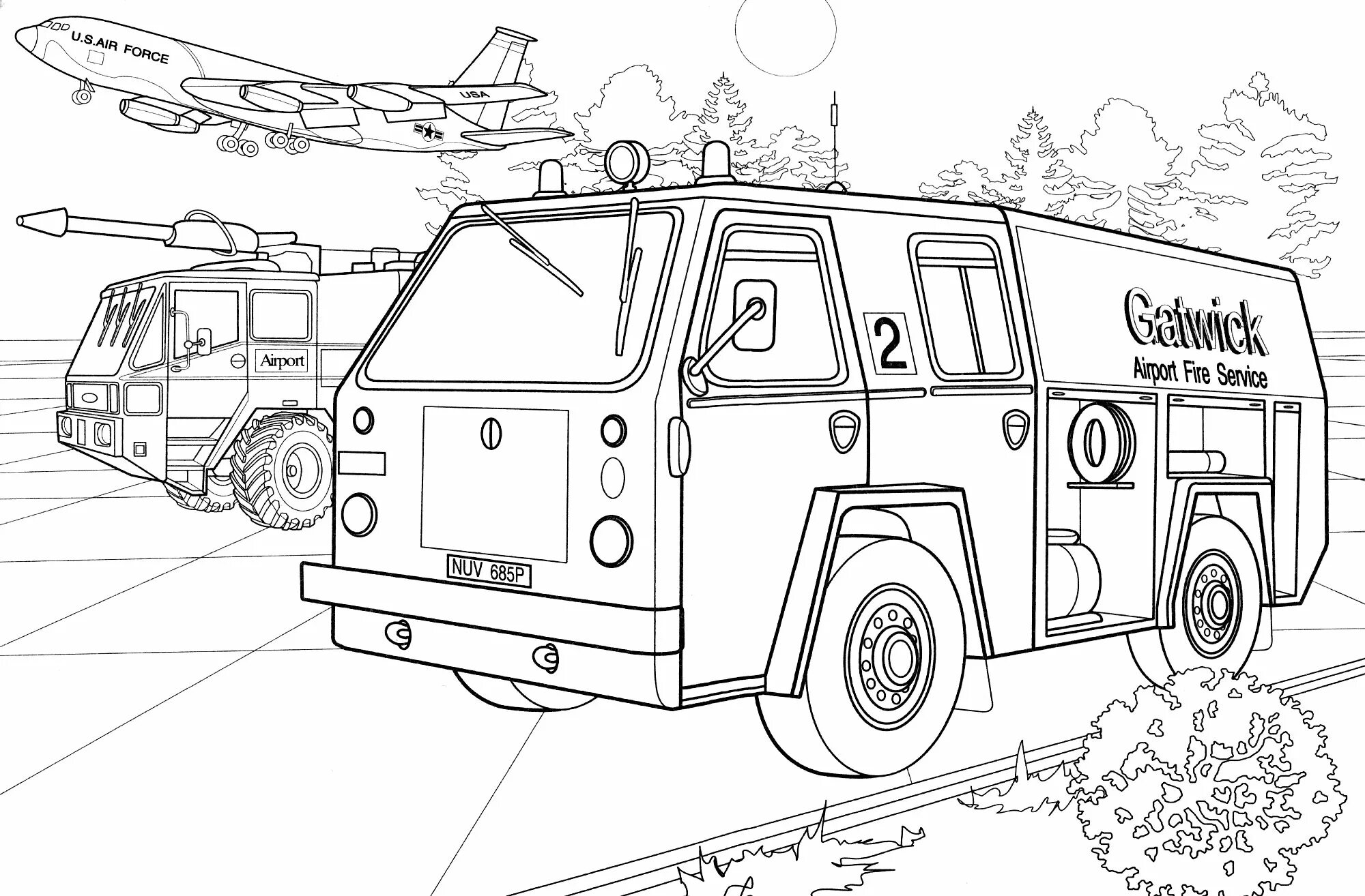 Coloring book wonderful firefighting equipment