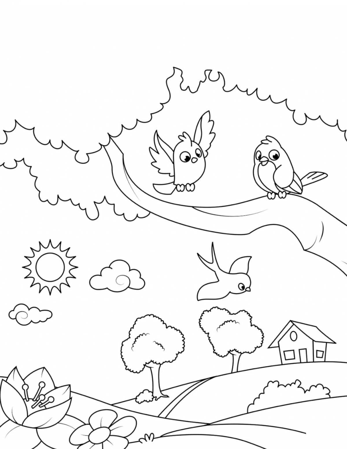 Colorful spring has come coloring page
