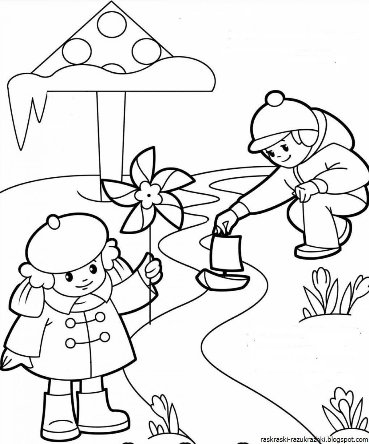 Adorable spring is coming coloring page