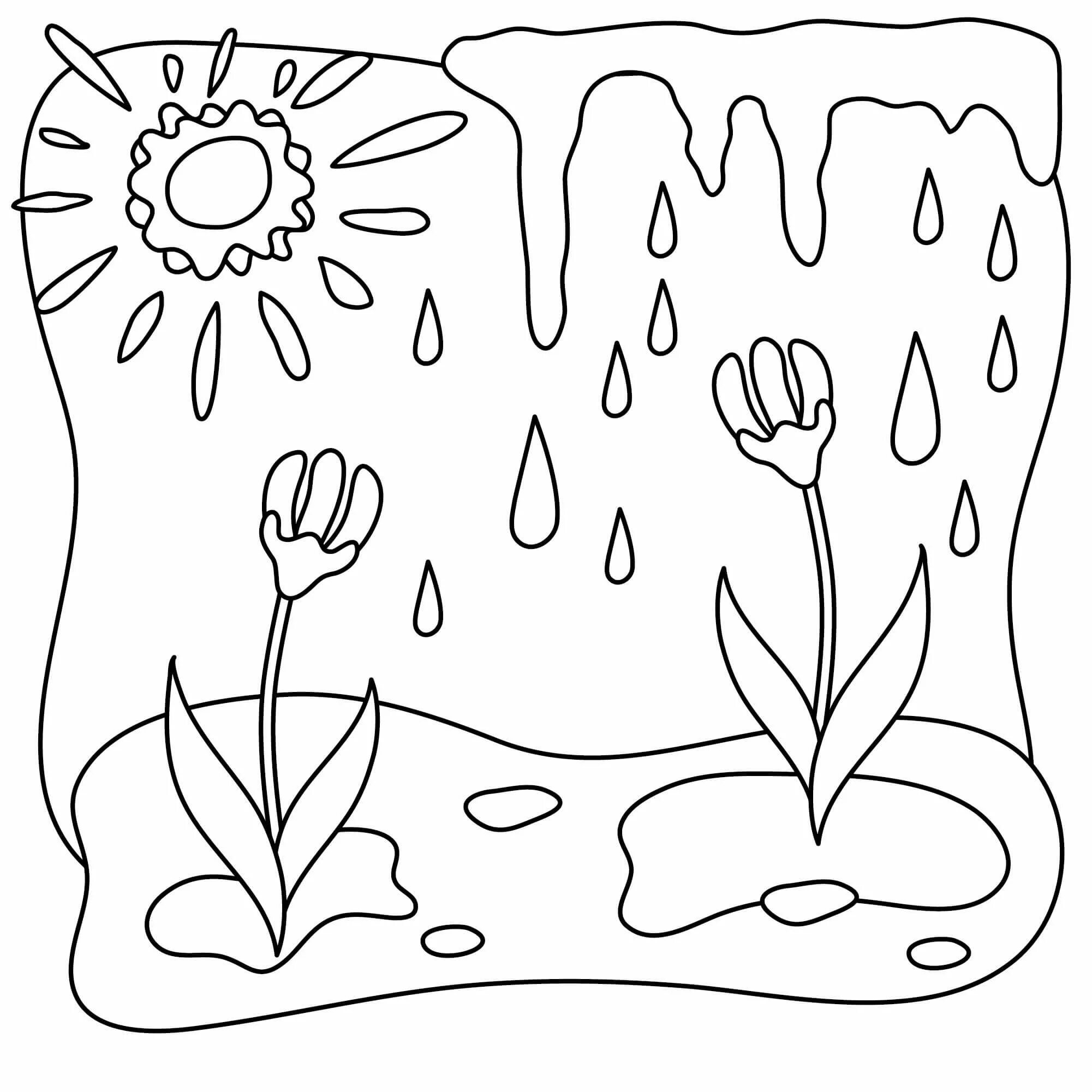 Coloring page cheerful spring has come