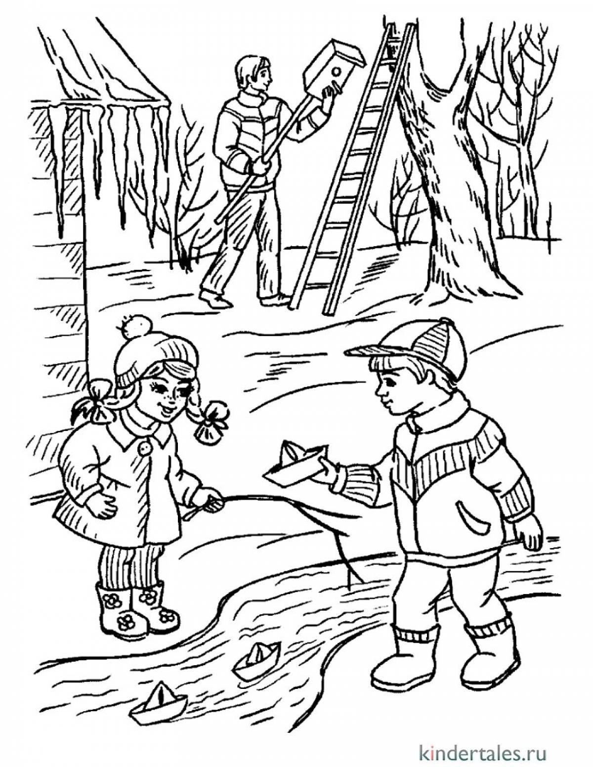 Spring is coming coloring page