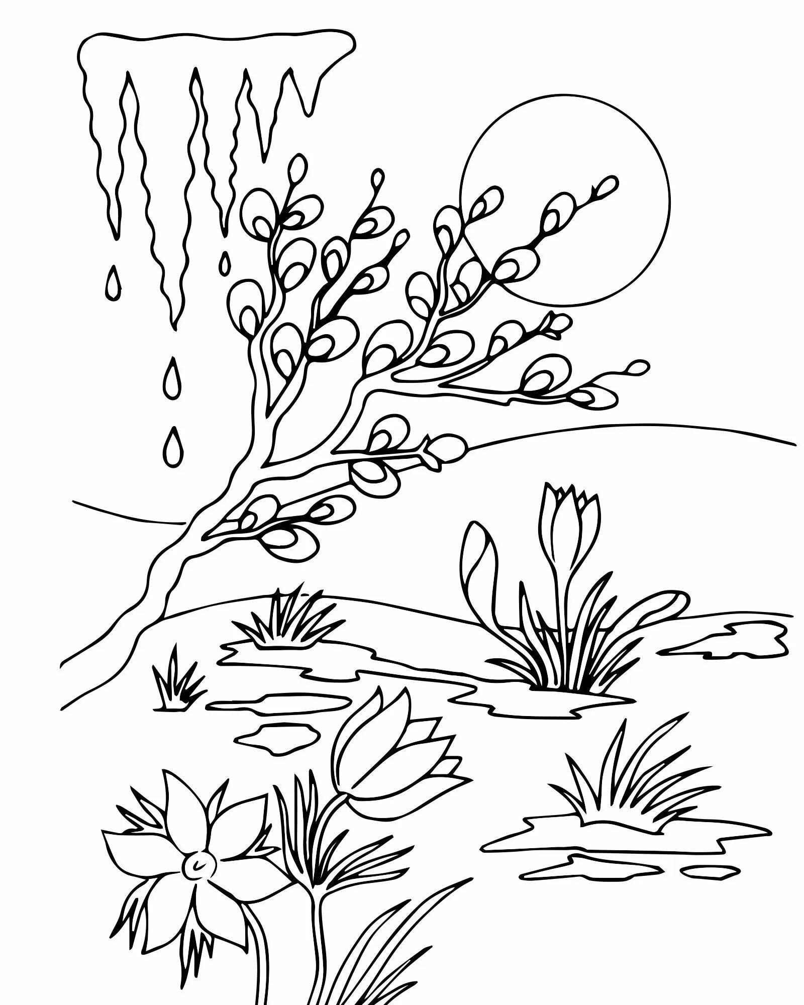 Coloring page sunny spring has come