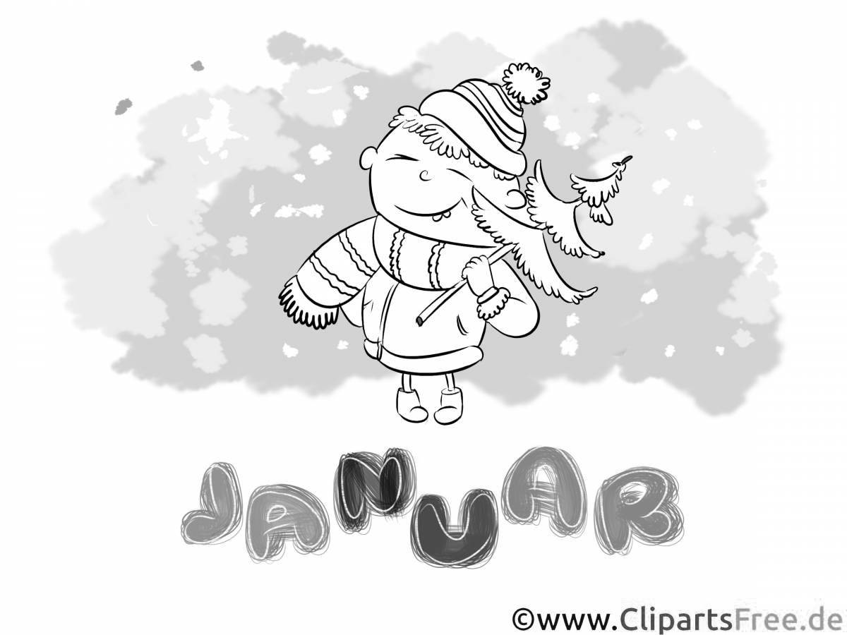 Holiday January coloring page