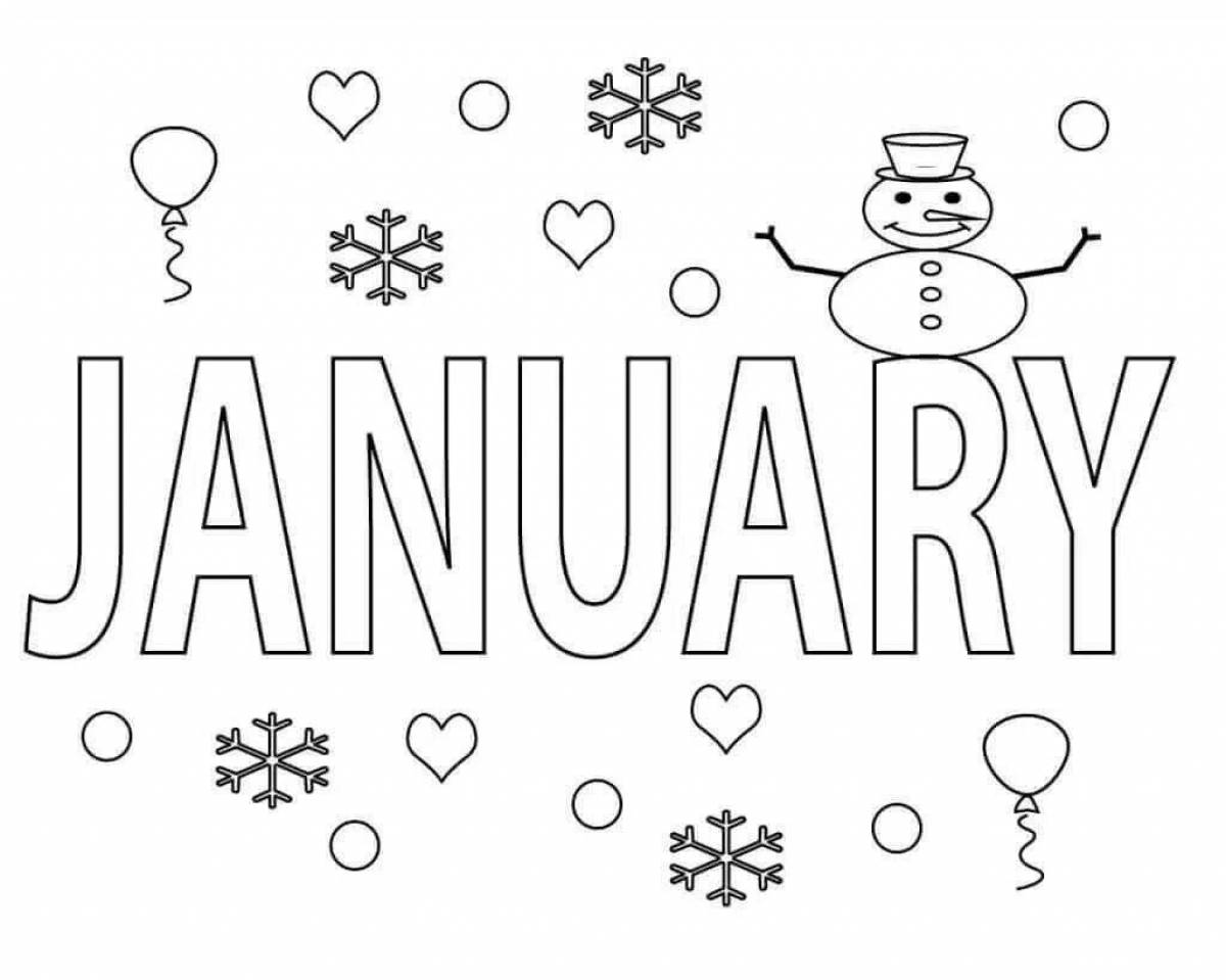Happy january coloring page