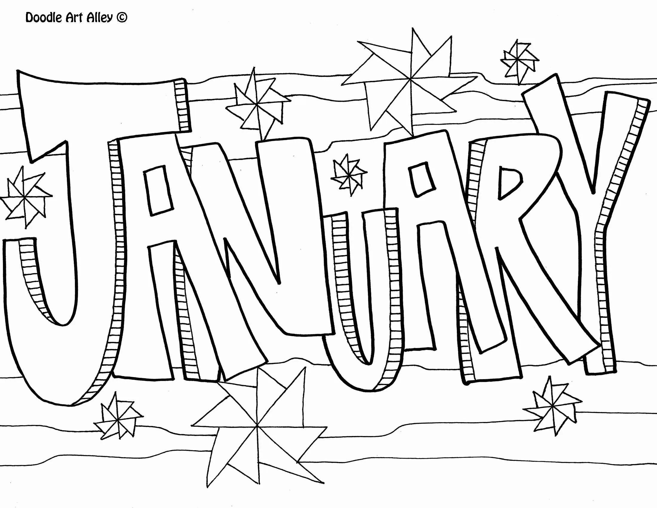 Elegant January Coloring Page