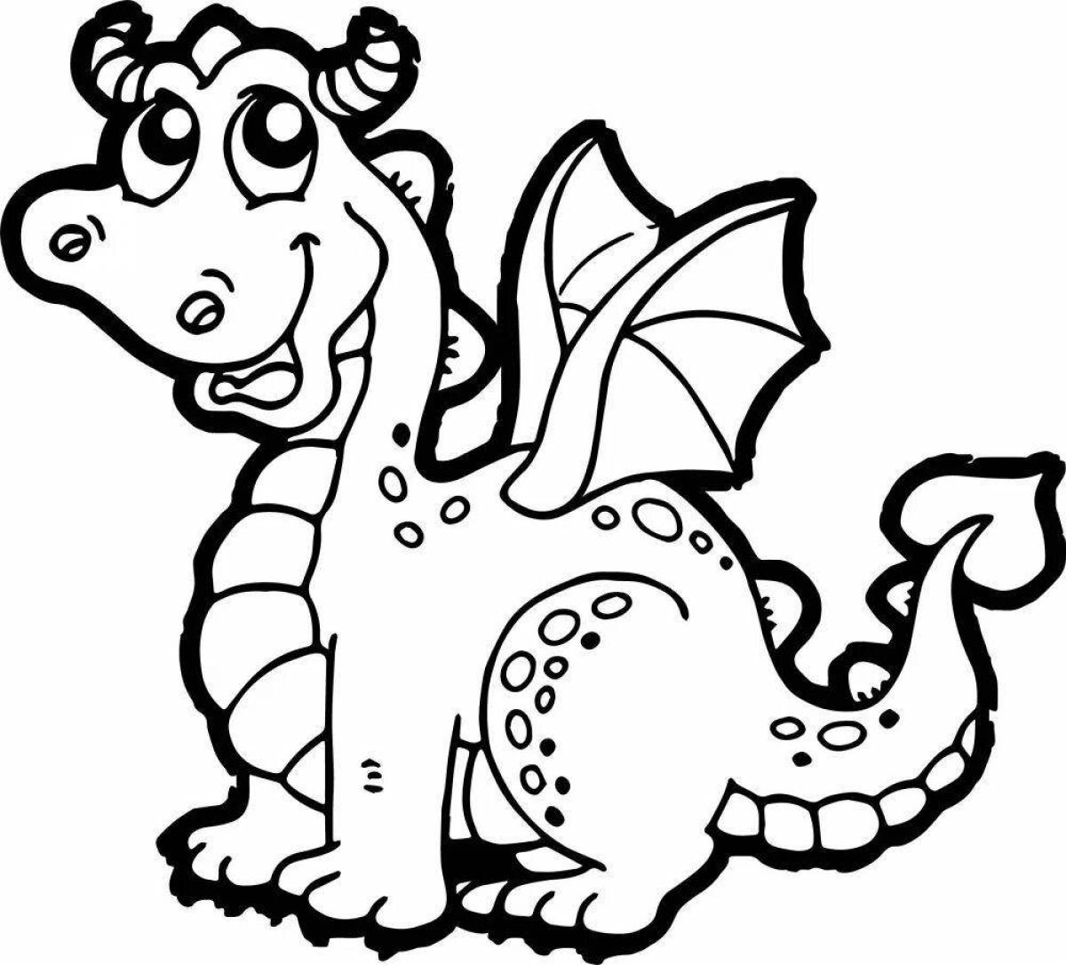Colourful dragon coloring book for children