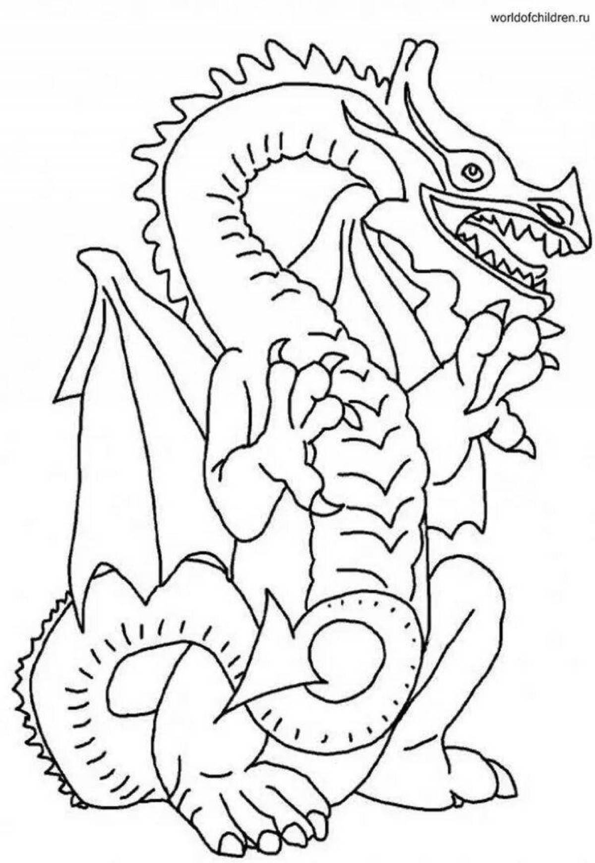 Очаровательная раскраска дракон для детей