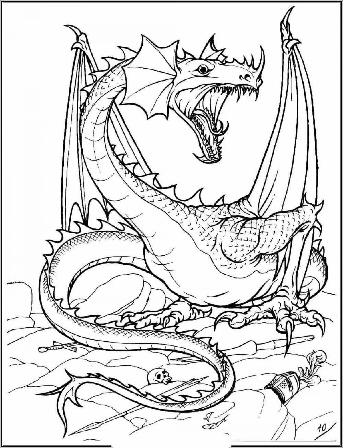 Яркая раскраска дракон для детей