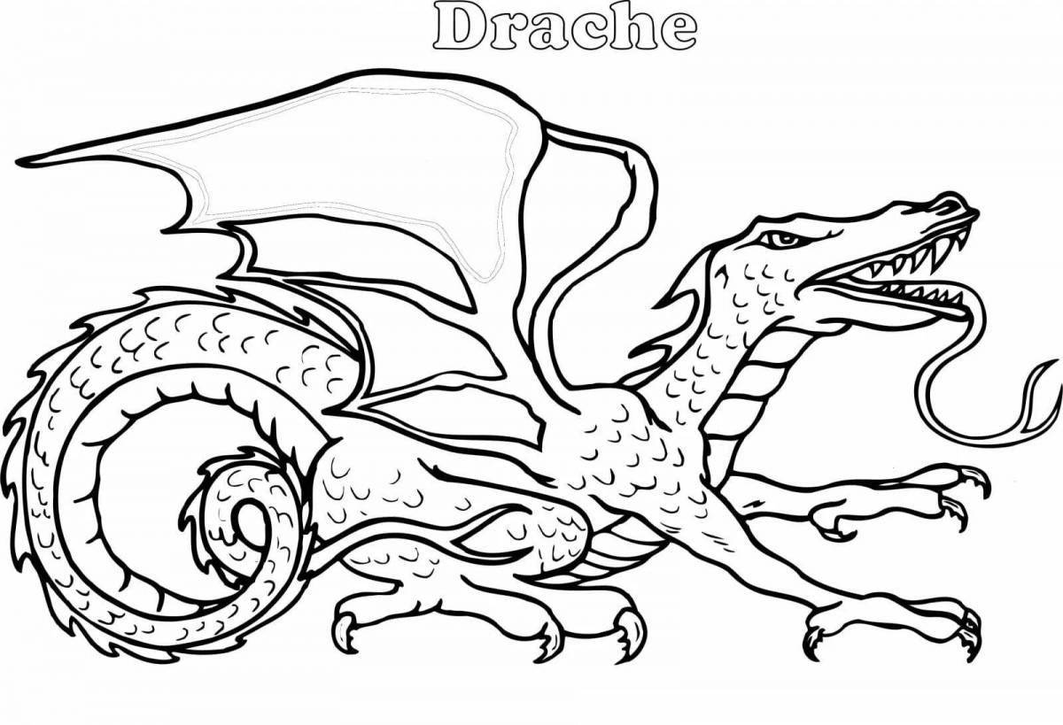 Fancy coloring dragon for kids