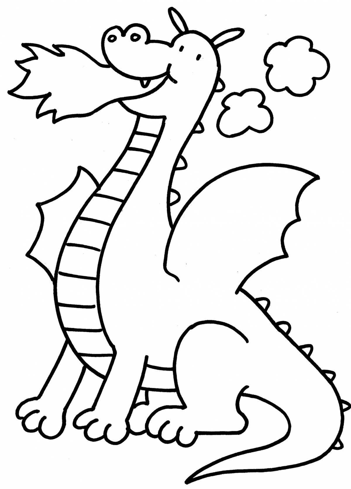 Large coloring dragon for kids
