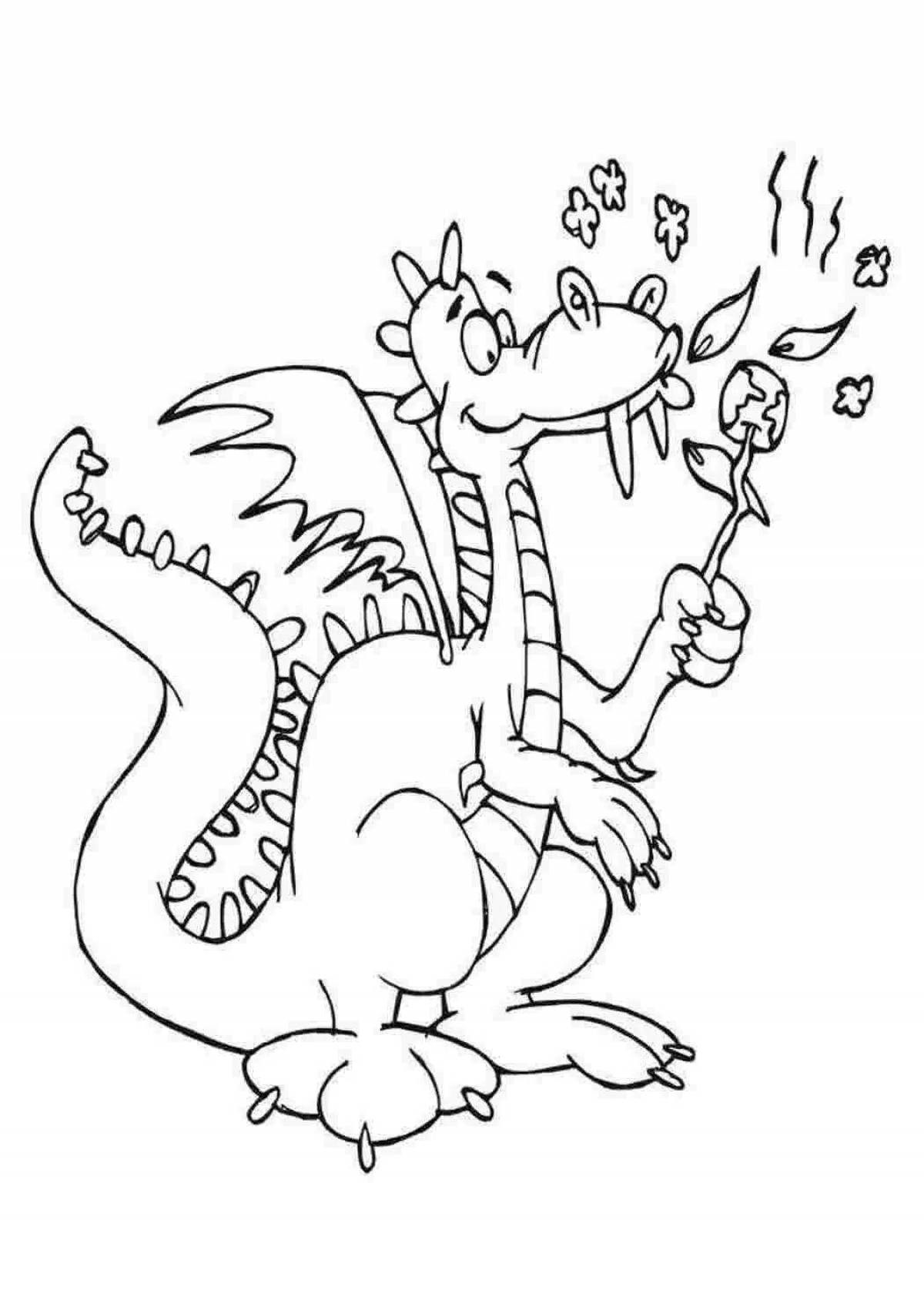 Жирная раскраска дракон для детей