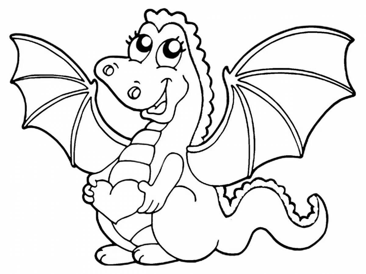 Color-splashed coloring page dragon children's