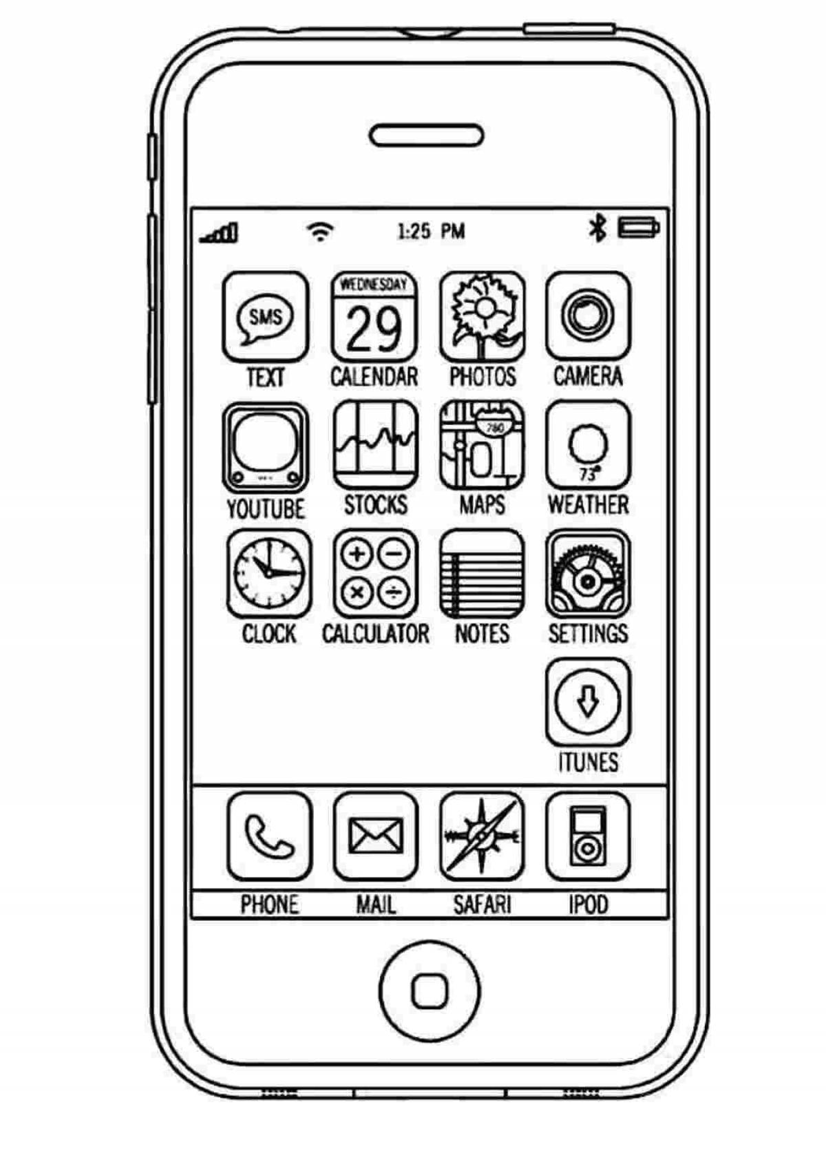 Colorful touch screen coloring page