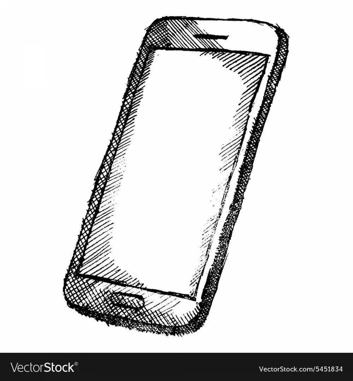 Поразительная страница раскраски телефона с сенсорным экраном