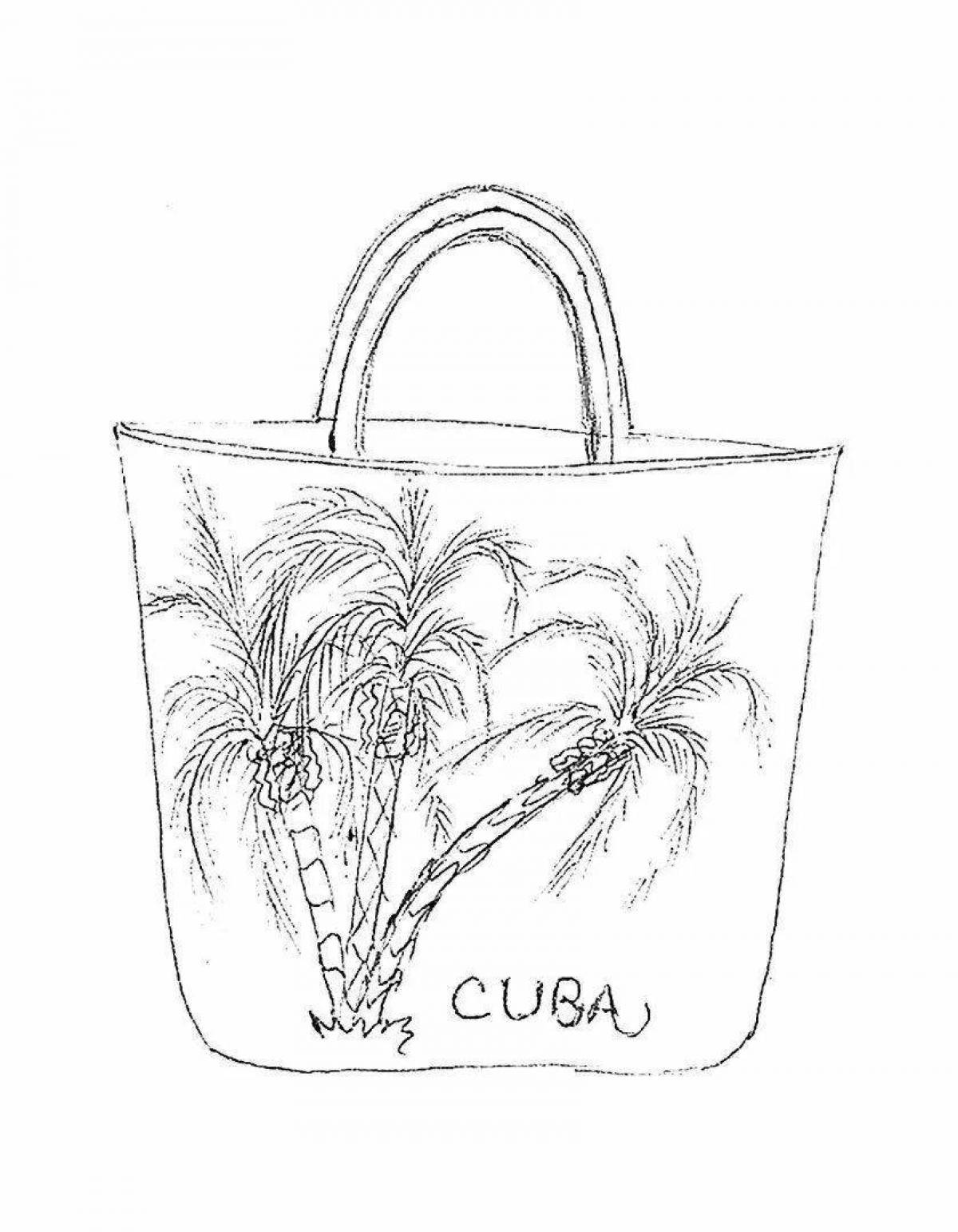 Fancy shopping bag coloring page