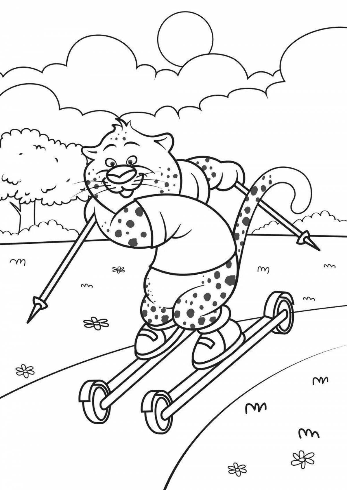 Adventurous ski race coloring page