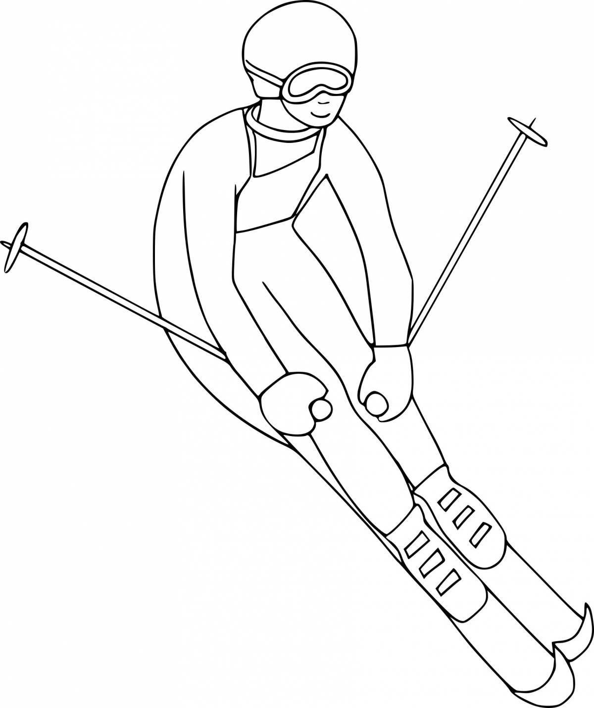 Dynamic ski race coloring page