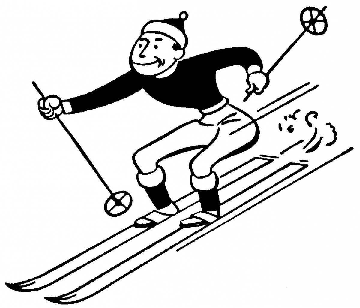 Ski race coloring page