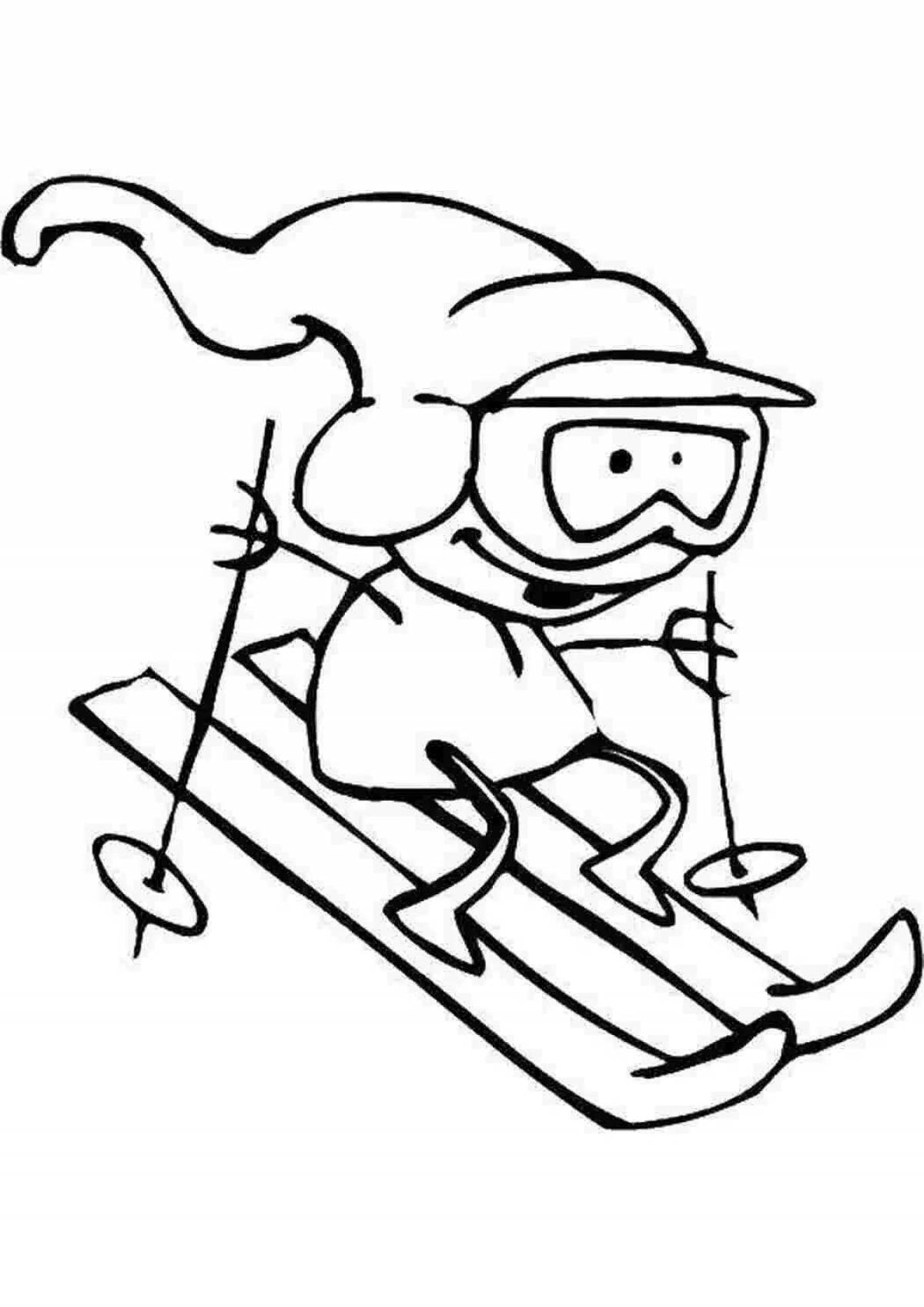 Animated ski racing coloring page
