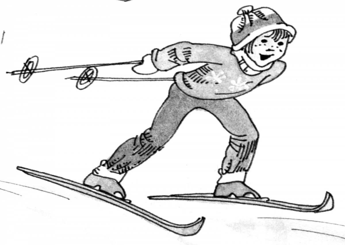Coloring page exciting ski race
