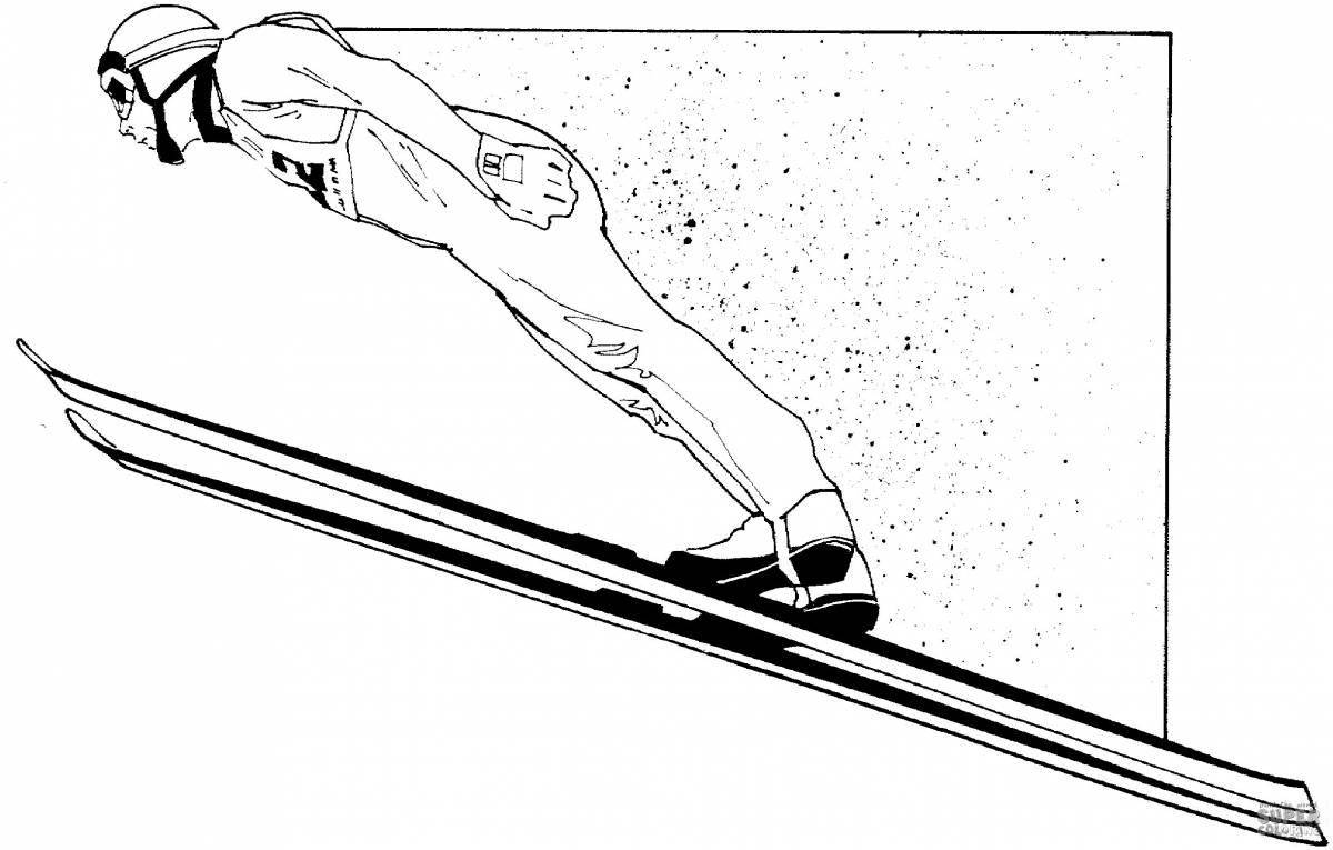 Fascinating ski race coloring page