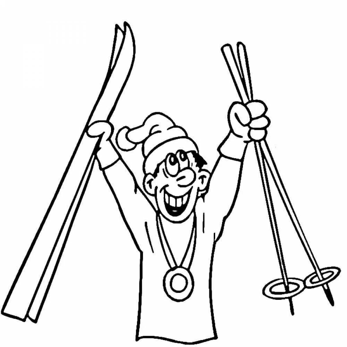 Coloring page magical ski race