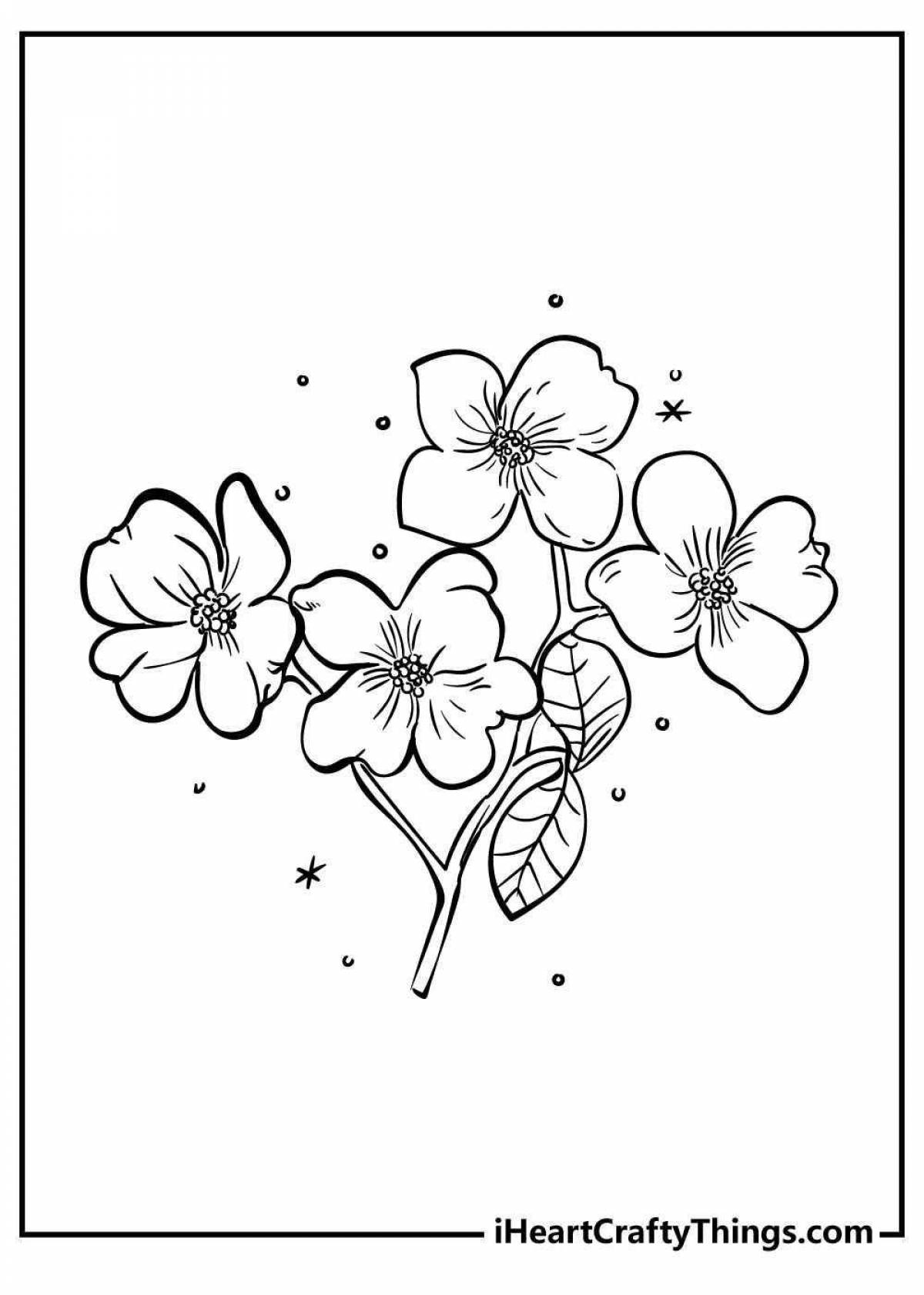 Coloring book cheerful forget-me-not flower