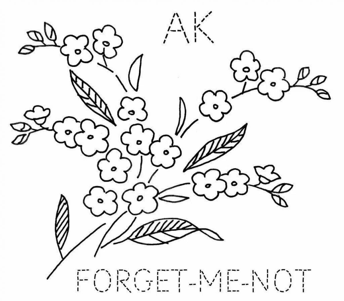 Serene forget-me-not flower coloring page