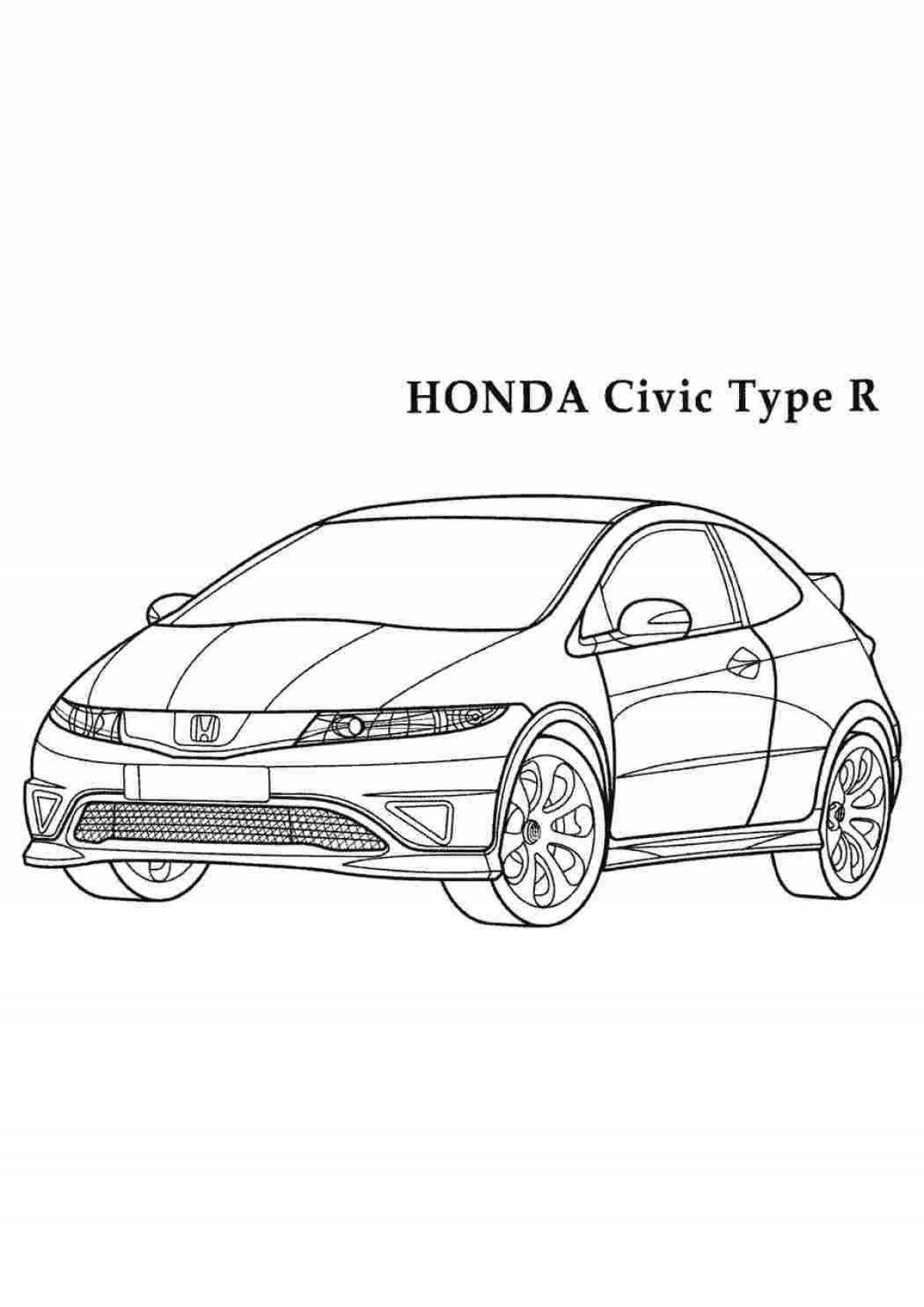 Игривая страница раскраски honda civic